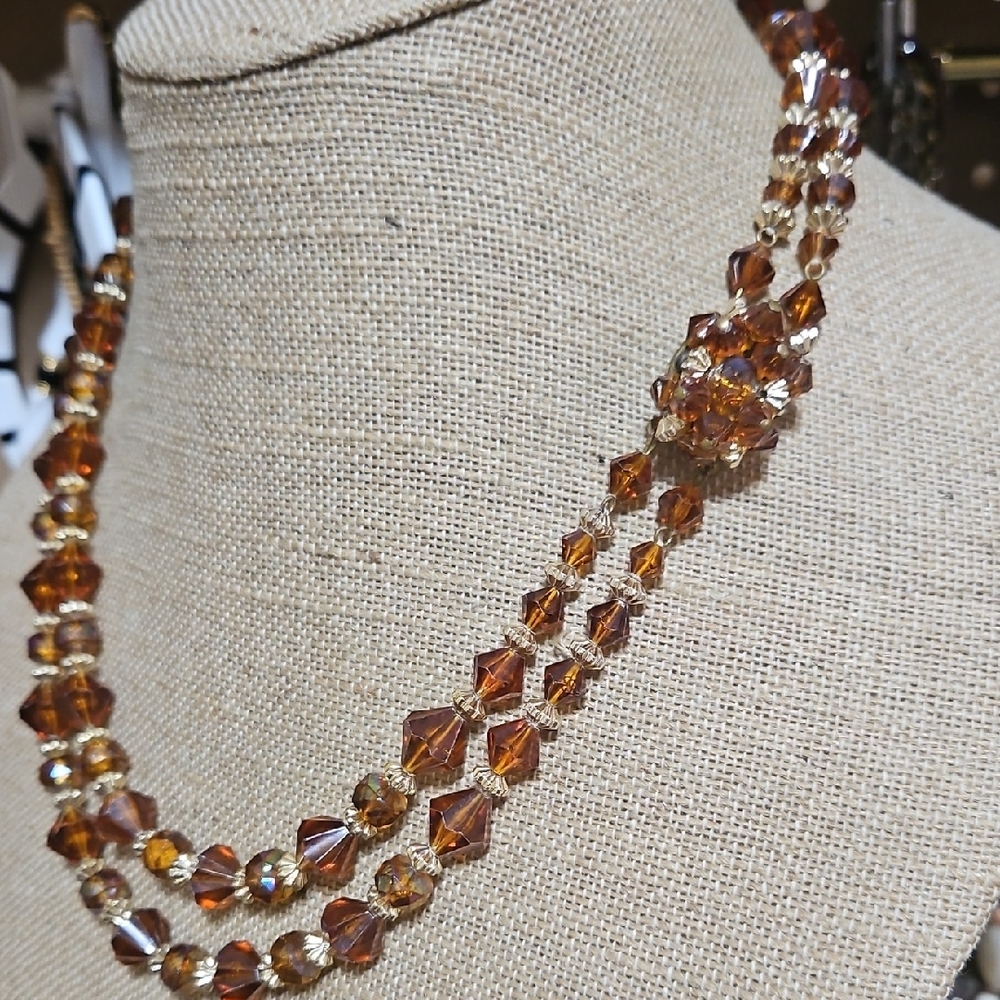 Western Germany Brown Acrylic Beaded Necklace Two- Strand Reserved
